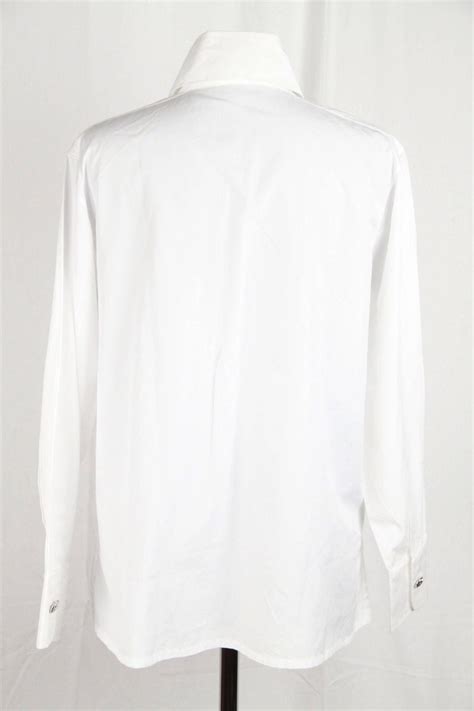 chanel white long sleeve shirt|Chanel white pocket shirt.